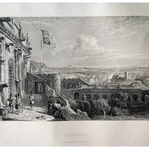 1844 Stirling From Old Palace Engraving Victorian Scotland Palace Guards DWSS20